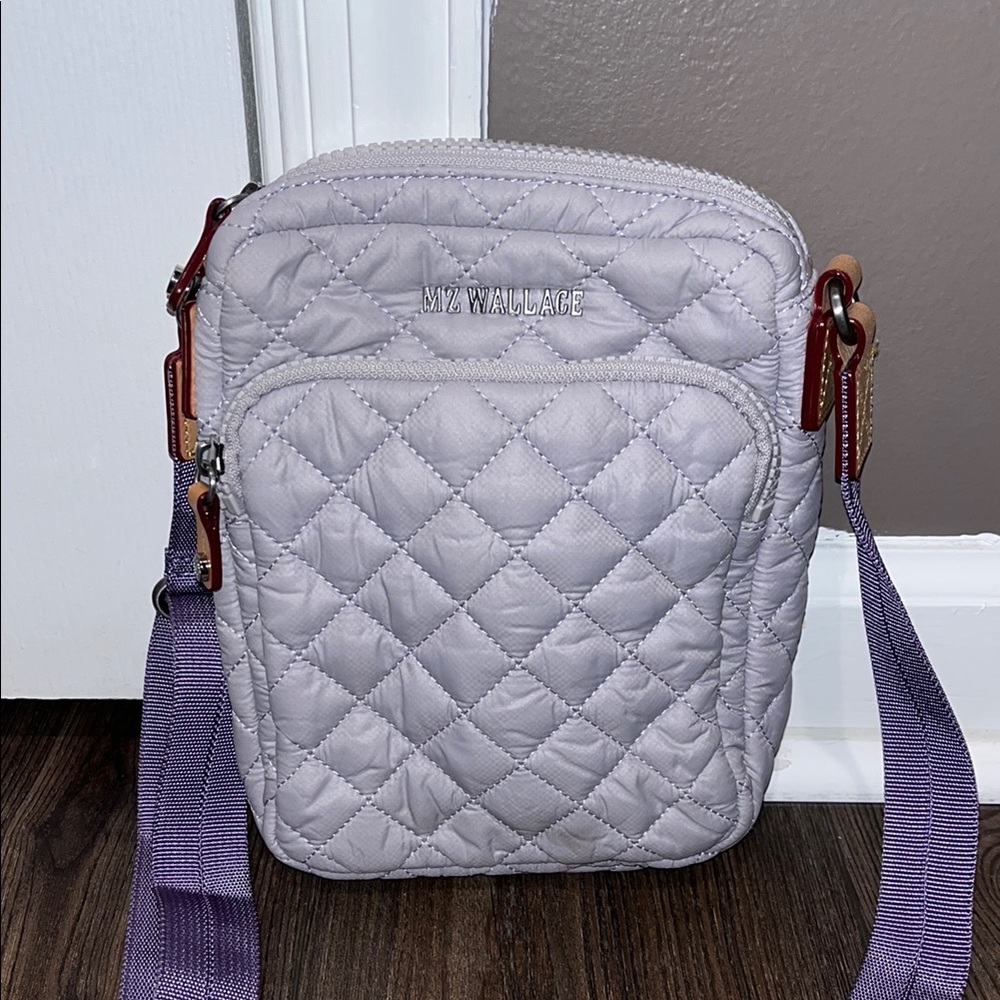 MZ Wallace Quilted Crossbody Bag in Light Purple / Grayish